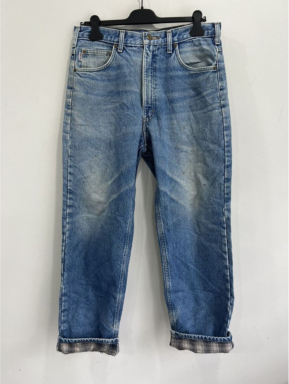 Vintage Carhartt Denim Plaid Lined Jeans 34x32